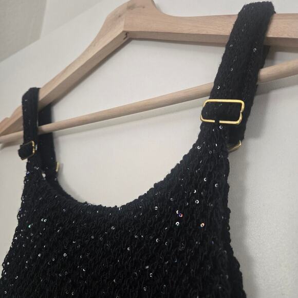 Asta Resort Grace Sequined Crochet Crop Tank Top XS Black NEW NWT - Picture 8 of 13